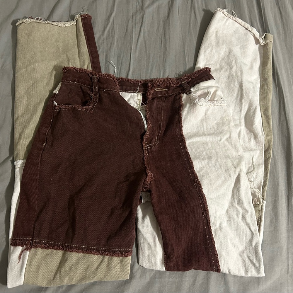 Two-Tone Patchwork Jeans - image 1